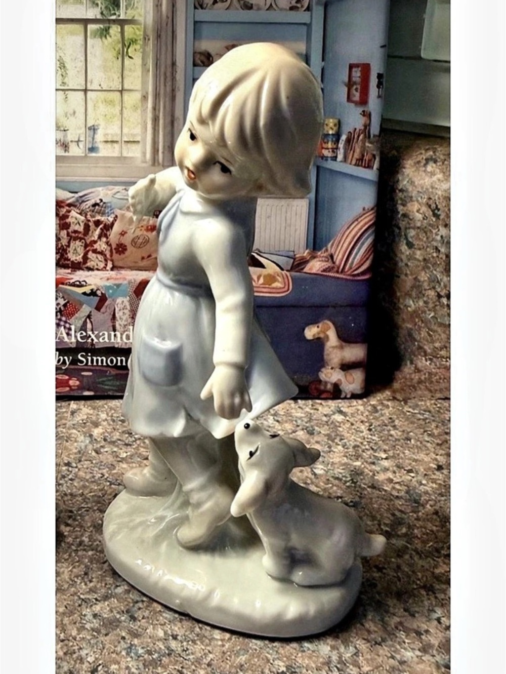 O.G.C. Porcelain Girl & Rabbit Figurine White